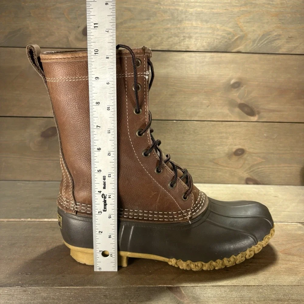 ll bean duck boots womens size 10 shoes brown leather shearling hunting rain